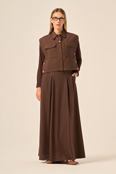 FTZ WOMEN Women's Quilted Skirt Suit Bitter Brown 31220