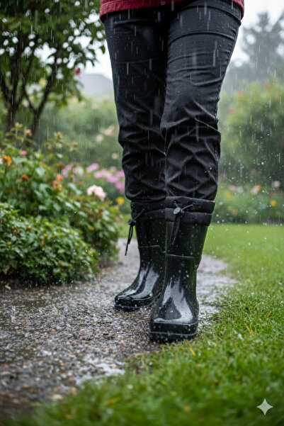 belixspor Konçlu Peluşlu Kadın Yağmur Çizmesi 36-40 Siyah