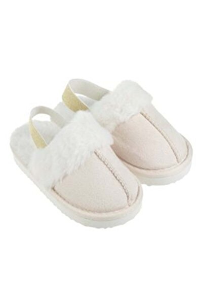 OEM Winter Slippers Off-white with Faux Fur & Children's Elastic
