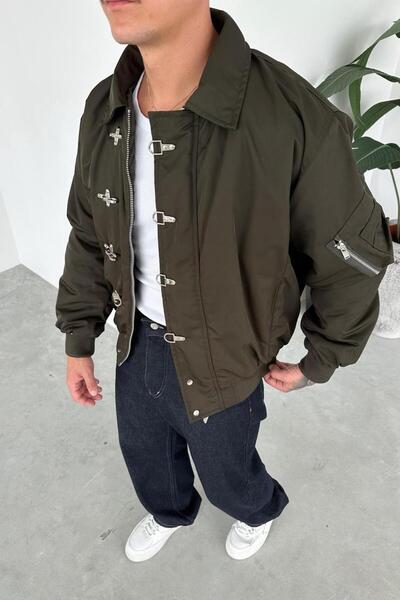 HAFKAGİYİM Khaki Retro Design Bomber Jacket