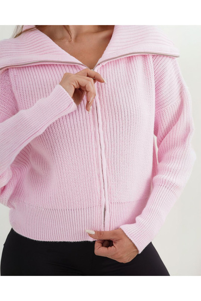 VELZANA Pink Zippered Cardigan