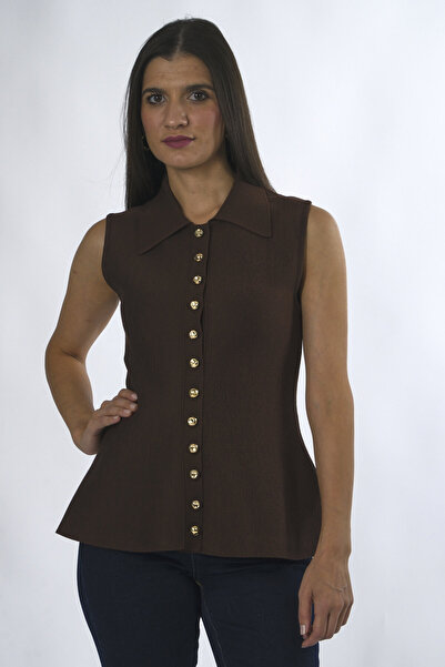 ABBRA Women's Flared 12 Button Knit Vest