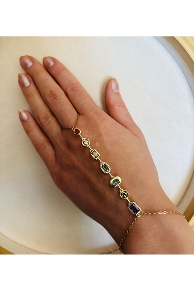 Home 7 Stone Element Shahmeran - Colorful Stone Shahmeran Bracelet - Colorful Stone Women's Bracelet - Elegant Jewelry