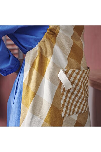 IKEA KÖSSEBÄR Apron, yellow/white, 70 x 92 cm