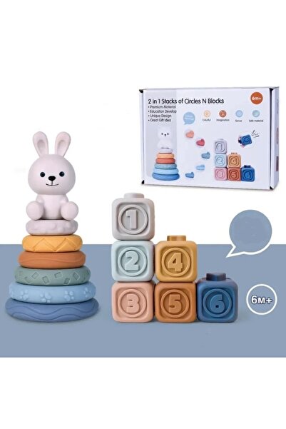 OEM Jucărie 2 în 1 de stivuit și blocuri moi Iepuraș