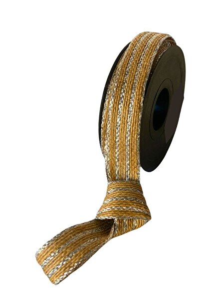 EL İŞİ DİY CRAFT Silvery Jute Straw Patterned Lace Ribbon 2 cm X 10 Meters Handcrafted Packaging Decoration Ribbon Bow