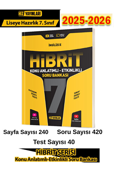 Hız Yayınları Hız Güncel Müfredat Hibrit 7.Sınıf İngilizce Konu Anlatımlı Etk...