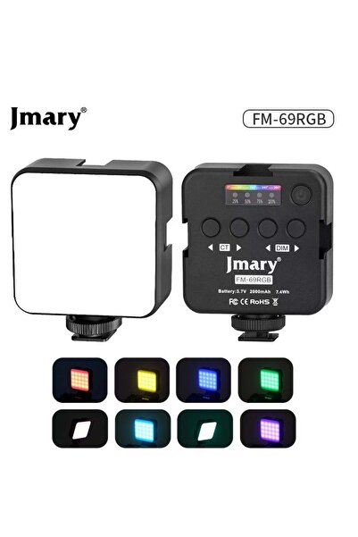 Jmary ضوء كاميرا فيديو محمول صغير الحجم FM-69RGB RGB