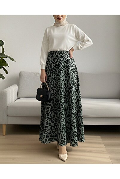 Modamorfo Leopard Patterned Scuba Skirt - Çağla Y.