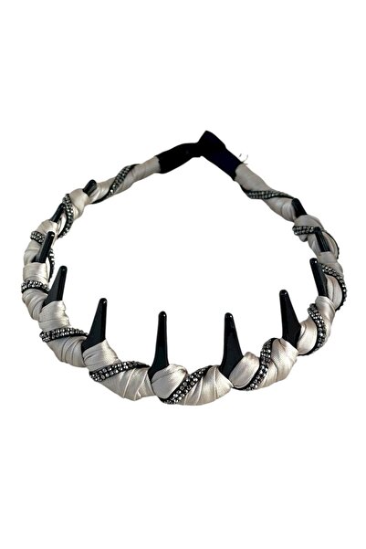 TAKIŞTIR Beige Color Stone Detailed Scalloped Crown