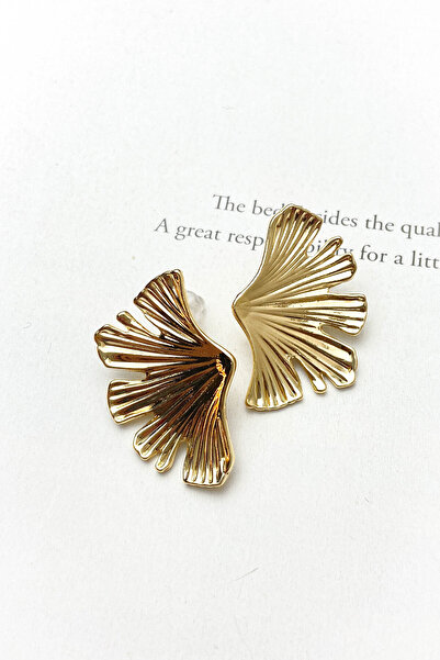 roshel Mantar Yaprak Altın Kaplama Küpe