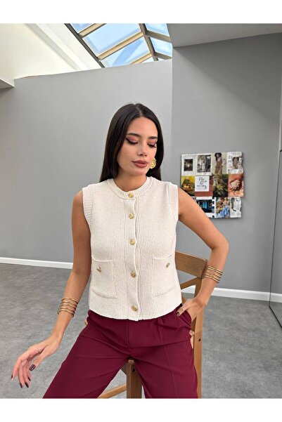 Crveniruz TRİKO BEJ YELEK