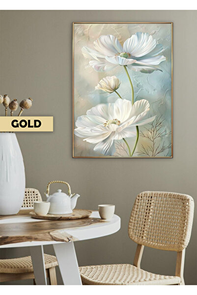 Harikabirev HARİKABİREV | MODEL DE ARTĂ FLORALĂ DE GARDENIA ALBĂ | TABLA DE STICLA TEMPLATA CU CADRU, SIMPLE, VERTICALA