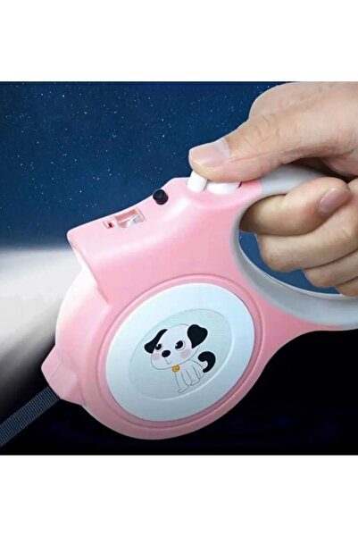 GOLD BE LED Işıklı Otomatik Uzayan Köpek Gezdirme Tasması – Gece Kullanımına Uygun, 5 Metre