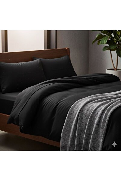 Belsina Home Double Black Duvet Cover & Quilt Cover 200X220 cm 80% Cotton
