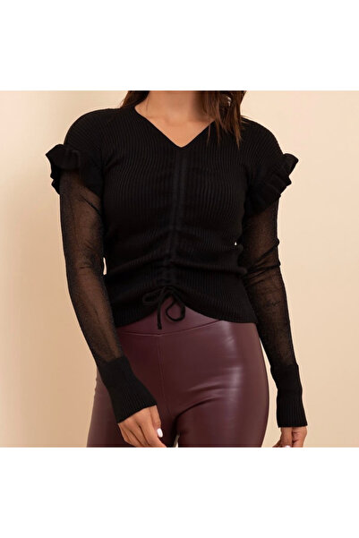 PELMA MODA Tül detaylı triko kazak