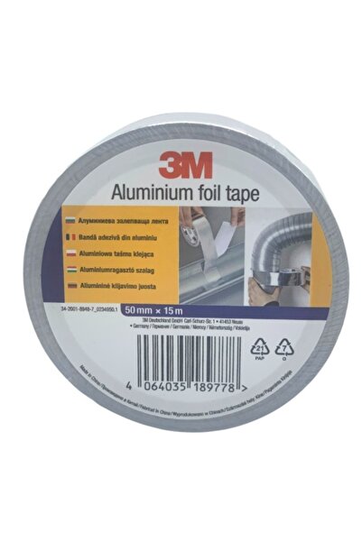 3M Bandă adezivă din folie de aluminiu, 50 mm x 15 metri, argintie, pentru iz...