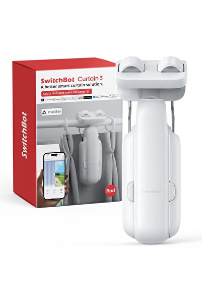 SwitchBot جهاز فتح الستائر الأوتوماتيكي 3 قضبان 2025 - جهاز تحكم عن بعد بلوتوث، واي فاي وتطبيق للتحكم، أعلى