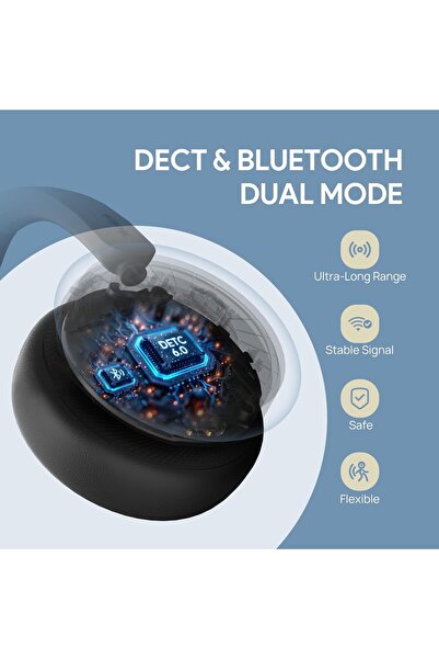 Yealink WH64 Hybrid Dual Wireless Headset with DECT Dongle, 492ft Range, Teams Zoom, Skype, UC, Bluetooth On