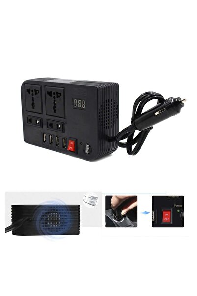 Generic BYGD 300W Car Power Inverter With 4 USB Socket Auto Charger Converter DC 12V To AC 220V Fast Chargin