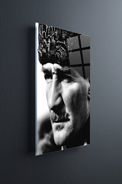 Ahsen resim çerçeve Tablou din sticlă incasabilă, alb-negru, Ataturk