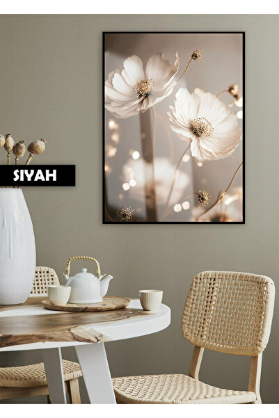 Harikabirev | MANOLYA ÇİÇEK MODELİ | ÇERÇEVELİ TEMPERLİ CAM TABLO TEKLİ DİKEY