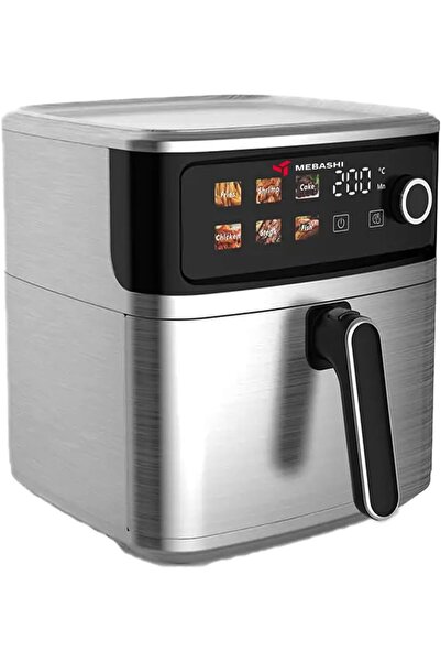 MEBASHI Air Fryer, 8L Capacity, Stainless Steel, LED Display, 6 Presets, 75-200°C, Cool-to-touch ho