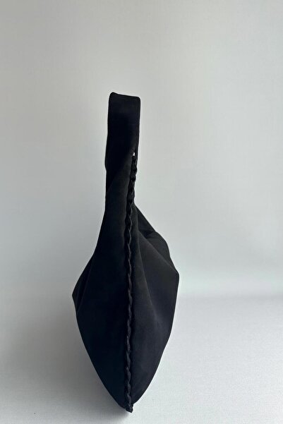 RumyaCollection حقيبة كتف نسائية كبيرة الحجم من جلد الغزال أنيقة وعادية للاستخدام اليومي باللون الأسود