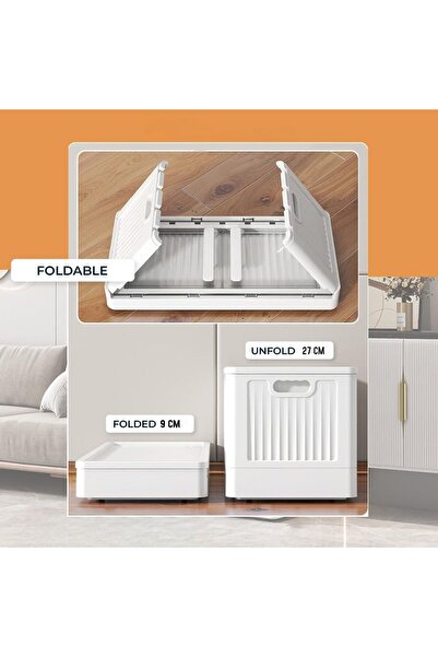 Cozy Nest Foldable Stackable Storage Box Set of 5 with Doors and Wheels for Clothes, Toys & Household Items