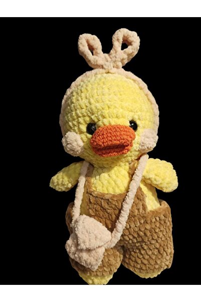 PATRON Amigurumi El Örgüsü Tacı Kıyafeti Ve Çantası Çıkarılabilir Ördek 25 CM Tüm Yaş Grupları İçin