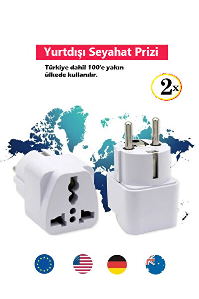 Vwin Yurtdışı Seyahat Prizi Adaptörü Priz Çevirici Türkiye ve 100'e yakın ülkede kullanılır. 2 ADET