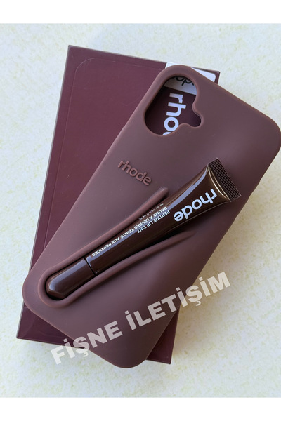 FİŞNEİLETİŞİM حافظة متوافقة مع آيفون 16 بلس مع أحمر شفاه (إسبريسو)