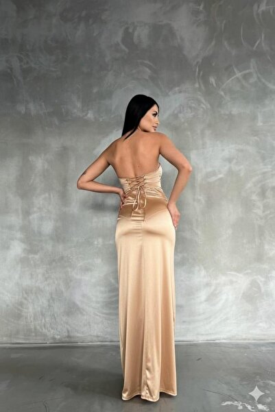 Modafeminen Βραδινό φόρεμα με διπλό λαιμό από ύφασμα κατάδυσης - Συρόμενη μέση και κομψό σχέδιο 582836 ΜΠΕΖ