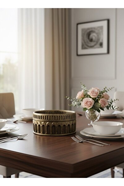 bitkidünyam Roma Tasarım Modern Ve Şık Gümüş Detaylı Eskitme Kolezyum Taş Sak...