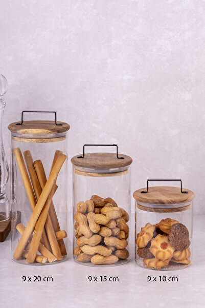 DNS HOME 3 Boy Cam Kavanoz Seti Çok Amaçlı Saklama Kavanozu Saklama Kabı 600-950-1250 ml