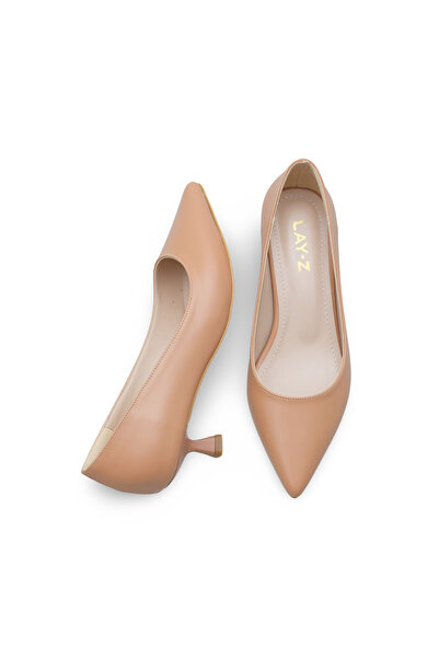 Women Lay-z Women's Stiletto Nut Skin Pointed Toe Thin Heel 4 cm Elegant Stylish Heeled Shoes Modern Classic Design