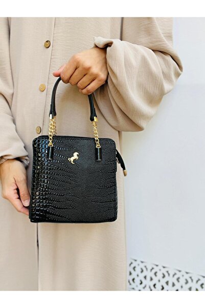 Çanta Trend حقيبة يد وكتف نسائية من ميامي بولو كلوب بثلاثة أقسام مصنوعة من الجلد الصناعي مع تفاصيل سلسلة