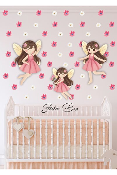 Think And Print Sevimli Peri ve Çiçek Duvar Süsleme Seti – 90 Parça Çocuk Oda...