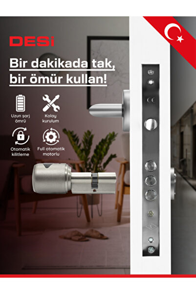 Desi Utopic R Siyah Akıllı Kapı Kilidi İnternet Üzerinden Kontrol WiFi Akıllı Kilit (Google Home-Alexa)