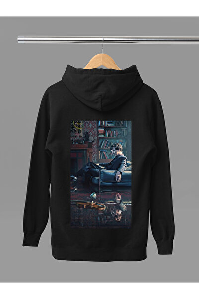 MAGORS SHERLOCK HOLMES, BUMBAC IMPRIMAT, CU MÂNĂ LUNGĂ, CU GLUGĂ, CU 3 FIȘE