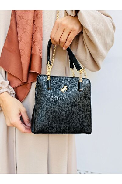 Çanta Trend حقيبة يد وكتف نسائية من ميامي بولو كلوب بثلاثة أقسام مصنوعة من الجلد الصناعي مع تفاصيل سلسلة