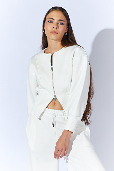 Manche Двустранна суитшърт с качулка и цип - Екру | MKW275499-01