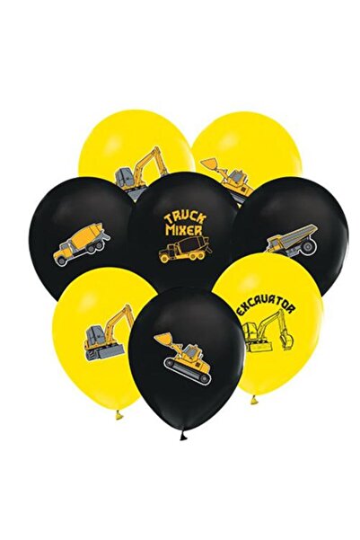 Genel Markalar İnşaat Araçları Temalı Baskılı Balon 10 Adet