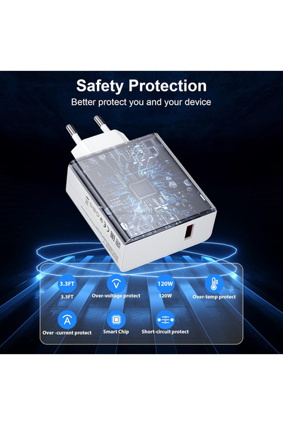 Generic Shopi 120W Quick Charger with 6A Type-C Cable for Xiaomi 11 Ultra, Mi 12X, Redmi Note 11,