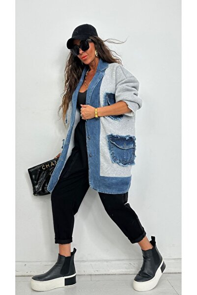 auzou eveil Kadın jean pamuklu ceket new model