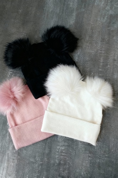 KISCHE Unisex Premium 100% Acrylic Pom Pom Plain Basic Children's Beanie