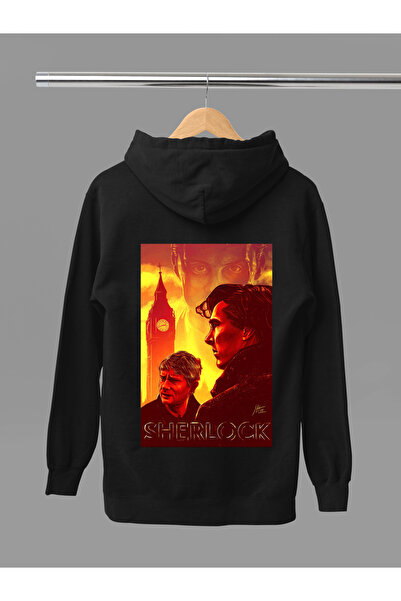 MAGORS SHERLOCK HOLMES, BUMBAC IMPRIMAT, CU MÂNĂ LUNGĂ, CU GLUGĂ, CU 3 FIȘE