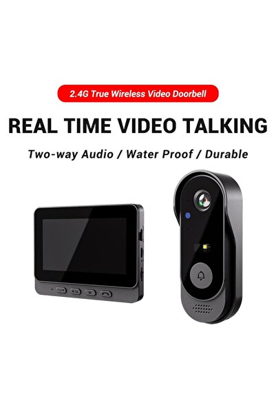 Tradeo Wireless WiFi Video Doorbell – 2-Way Intercom, Night Vision, IPS Screen, TF Card, Low Power Use