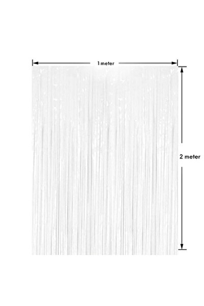 MARKQ White Foil Fringe Curtain 1×2m Metallic Tinsel Party Backdrop for Birthday, Wedding, Baby Shower [2]
