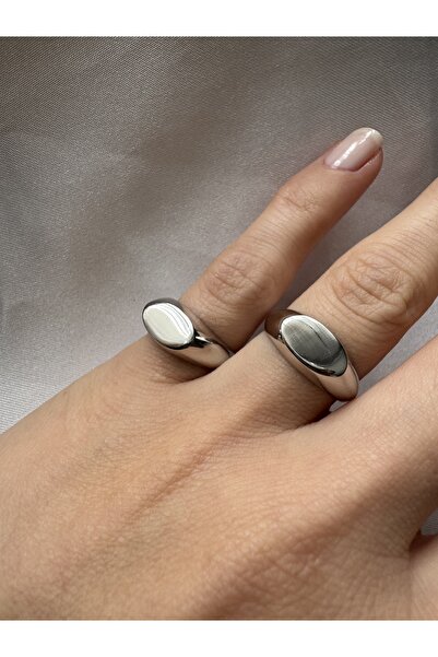 Petra Jeweils خاتم فضي بيضاوي الشكل